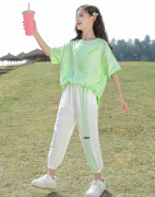 女童网红夏装短袖T恤洋气新款半袖套装中大童女装夏季