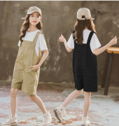 女童夏装背带裤宽松洋气网红套装新款中大儿童夏款吊带裤